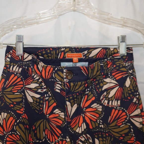 Modcloth Lifestyle Stretch Monarch Butterfly Print Crop Pants XS Artistic Floral - Picture 4 of 8